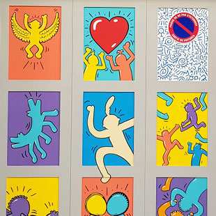 Hommage à Keith Haring - Fresque peinte sur porte de garage