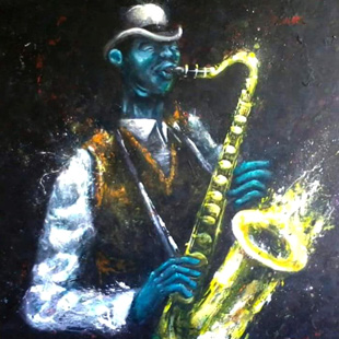 Peinture saxophoniste