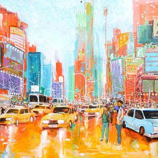 Time square - peinture sur papier