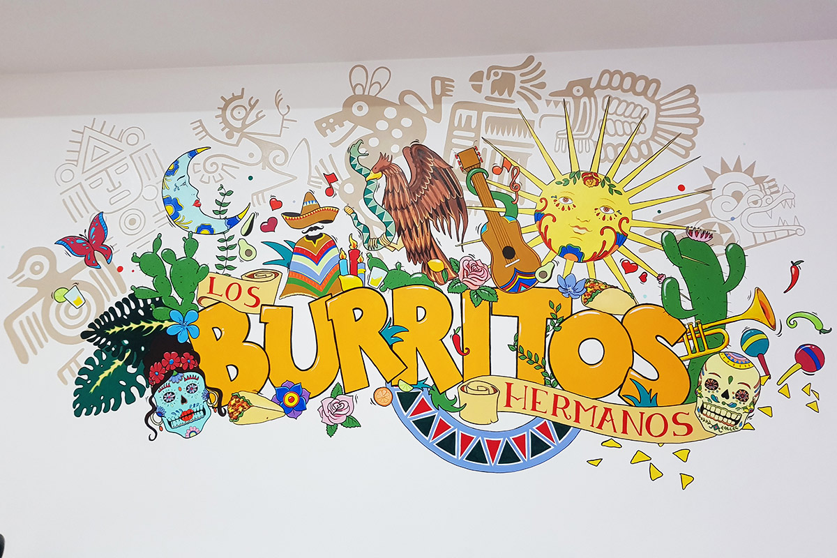 Los Burritos Hermanos - Fresque murale dans un restaurant mexicain