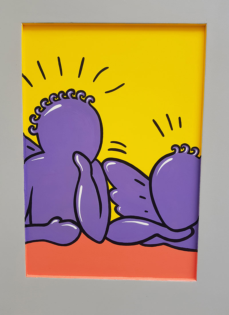 Keith-haring - Anges. Fresque sur porte de garage