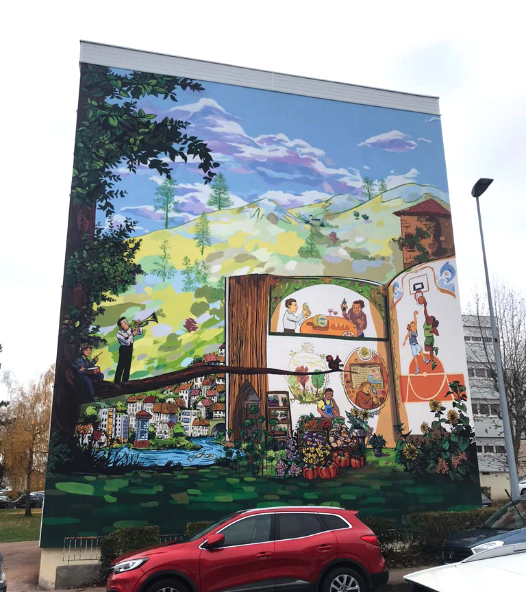 Peinture monumentale avec Cité Création pour la ville de Montbrison