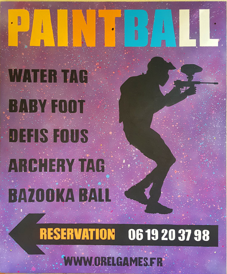 Paintball - Panneau de signalétique pour centre de loisirs