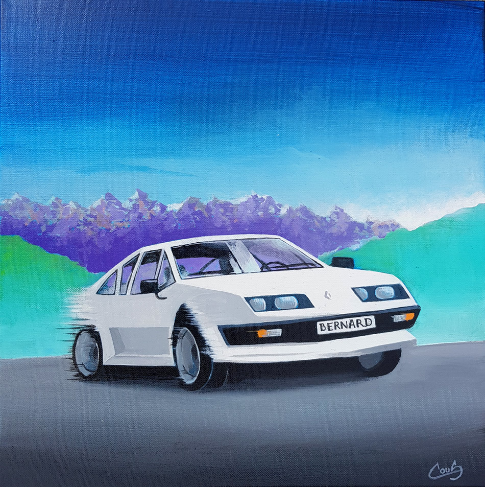 Voiture de collection - Renault Alpine - Peinture acrylique sur toile