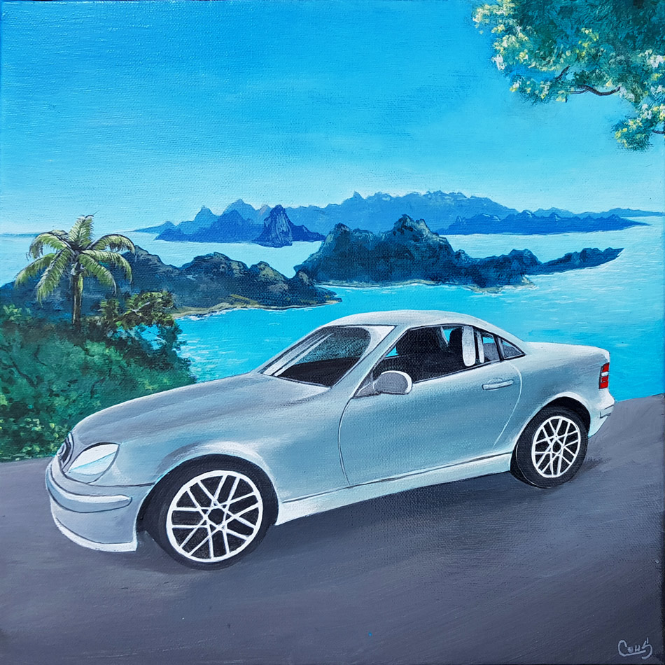 Voiture de collection - Mercedes - Peinture acrylique sur toile