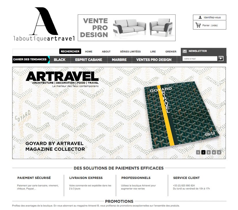 La Boutique Artravel - Développement du site e-commerce